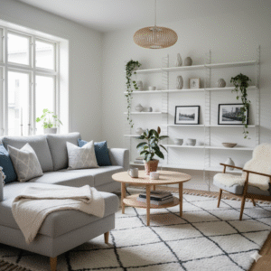 Aranżacja małego salonu w skandynawskim stylu